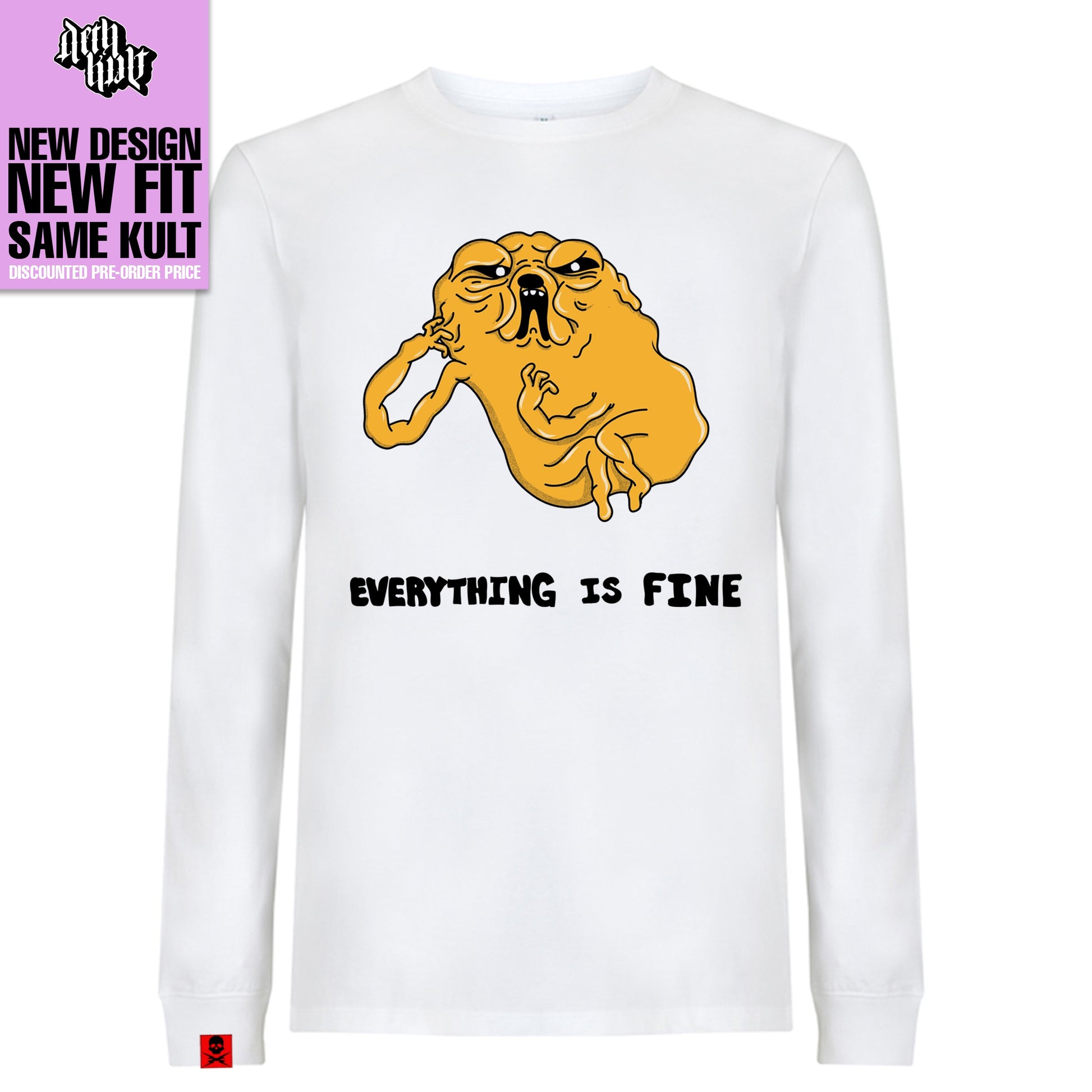 'Everything Is Fine' Long sleeve T-Shirt (White) - Deth Kult
